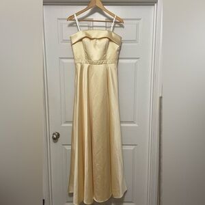 Xscape Yellow/Gold Satin Sweetheart Neckline Evening Gown